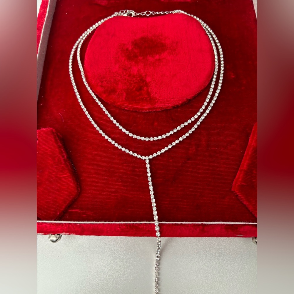Double Strand Rhinestone Necklace - Picture 5 of 5